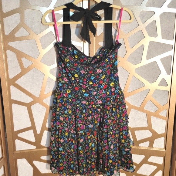 NWOT BETSEY JOHNSON Floral Ruffle Skater Halter Dress - Picture 5 of 10